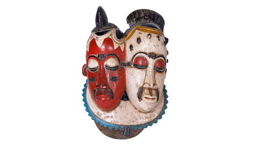 #11 Hand-carved West African Ivory Coast 2-Face Ceremonial Mask