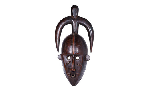 #31 Hand-carved West African Ivory Coast Long Red Horn Ceremonial Mask