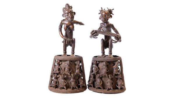 #41 Hand-carved Central African Cameroon Tribe Bronze Statues