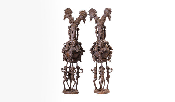 #42 Hand-carved Central African Bronze Wine Holders